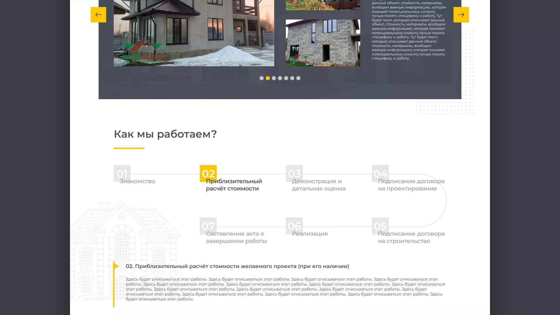 Создание сайта для строительной компании «ЭКОДОМ» в Каргополе