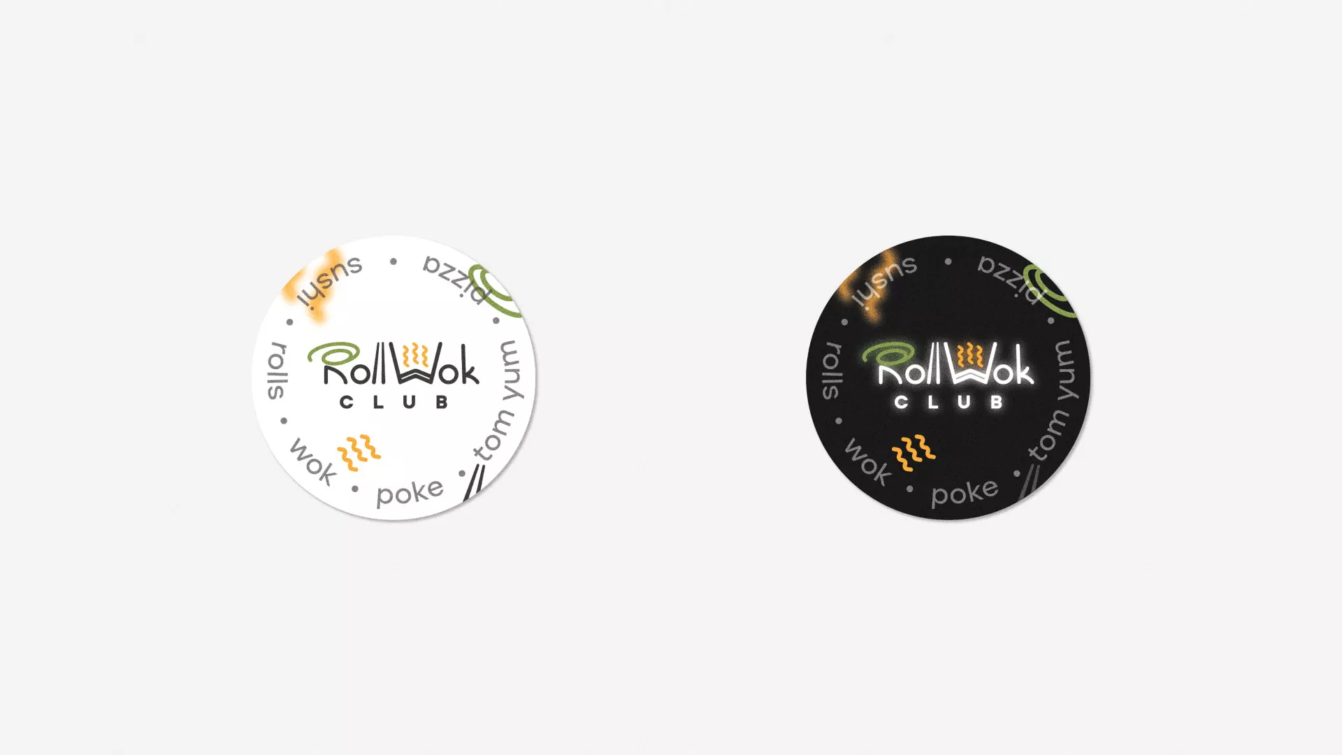 Разработка наклеек для суши-бара «Roll Wok Club» в Каргополе