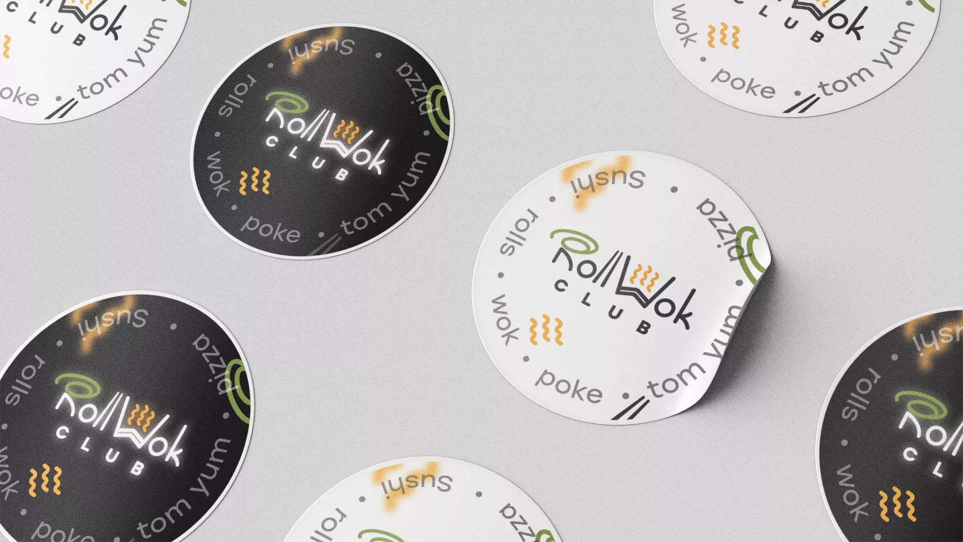 Разработка наклеек для суши-бара «Roll Wok Club» в Каргополе